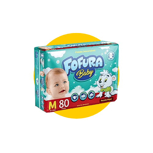 FRALDA DESCARTÁVEL INFANTIL HIPER M C/80 - FOFURA BABY